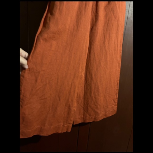 NWOT Urban Outfitters Linen Tie Front Wide Leg Cropped Pants Rust Orange Size S - Picture 13 of 16